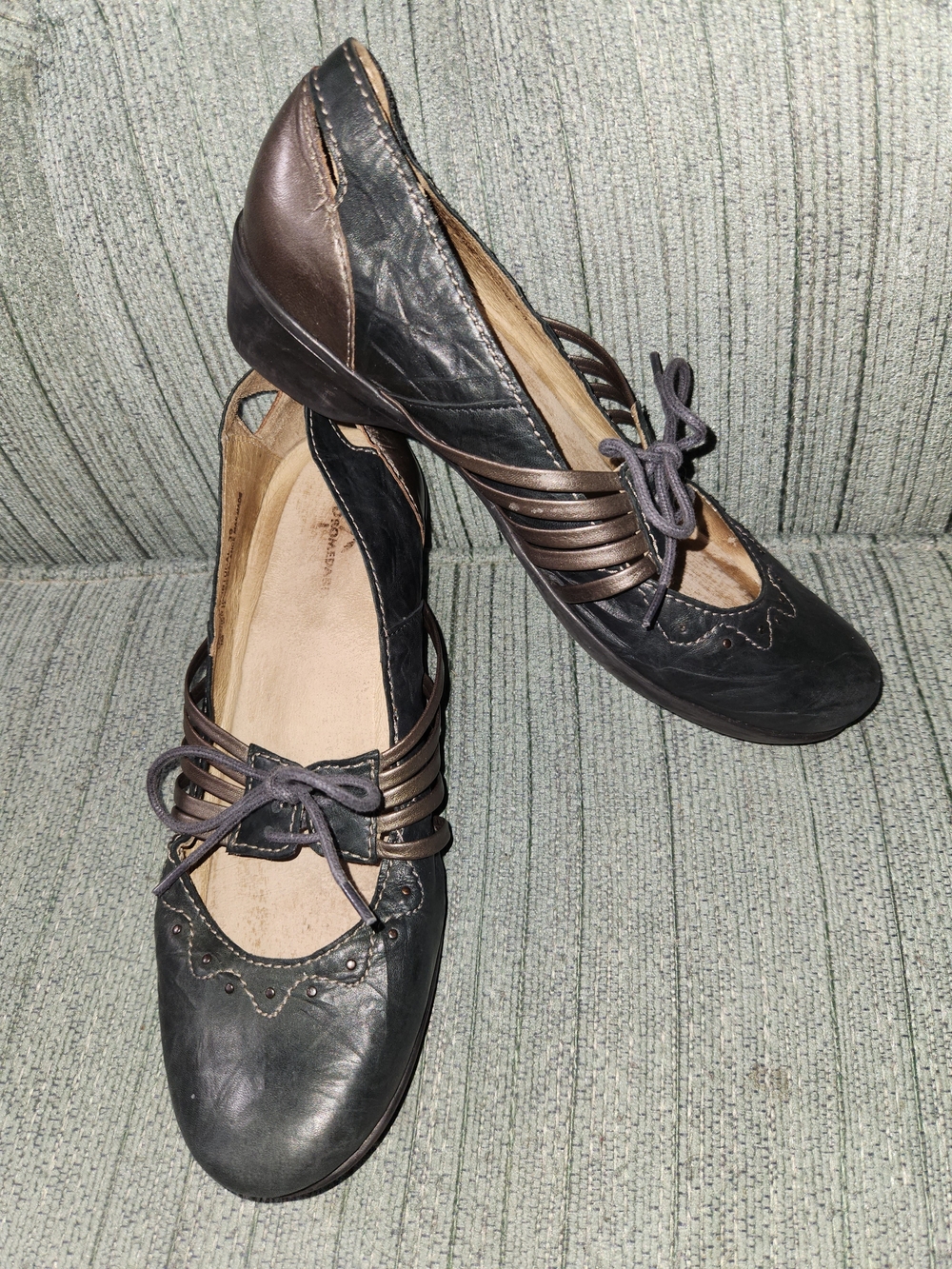 🍉Dromidedaris Blue and Bronze Lace-Up Shoes